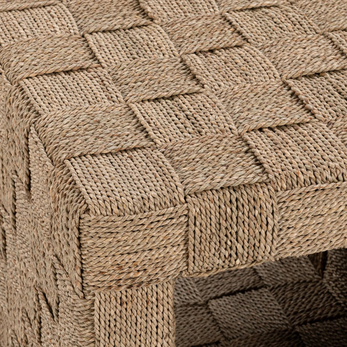 004 SI-2518804 | Closeup | Neyla End Table by Classic Home in natural. Made from seagrass, plywood in a rustic style.