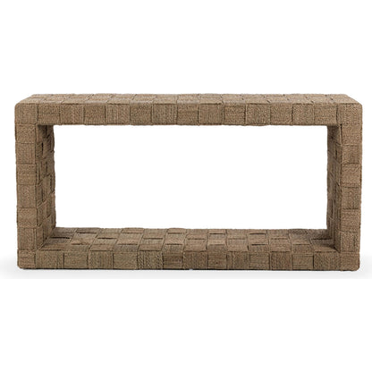 Neyla Console Table by Classic Home in natural. Made from seagrass, plywood in a rustic style.