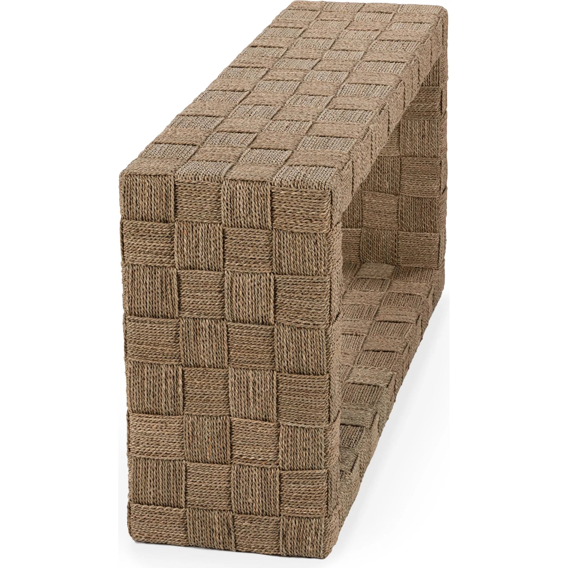 Neyla Console Table by Classic Home in natural. Made from seagrass, plywood in a rustic style.