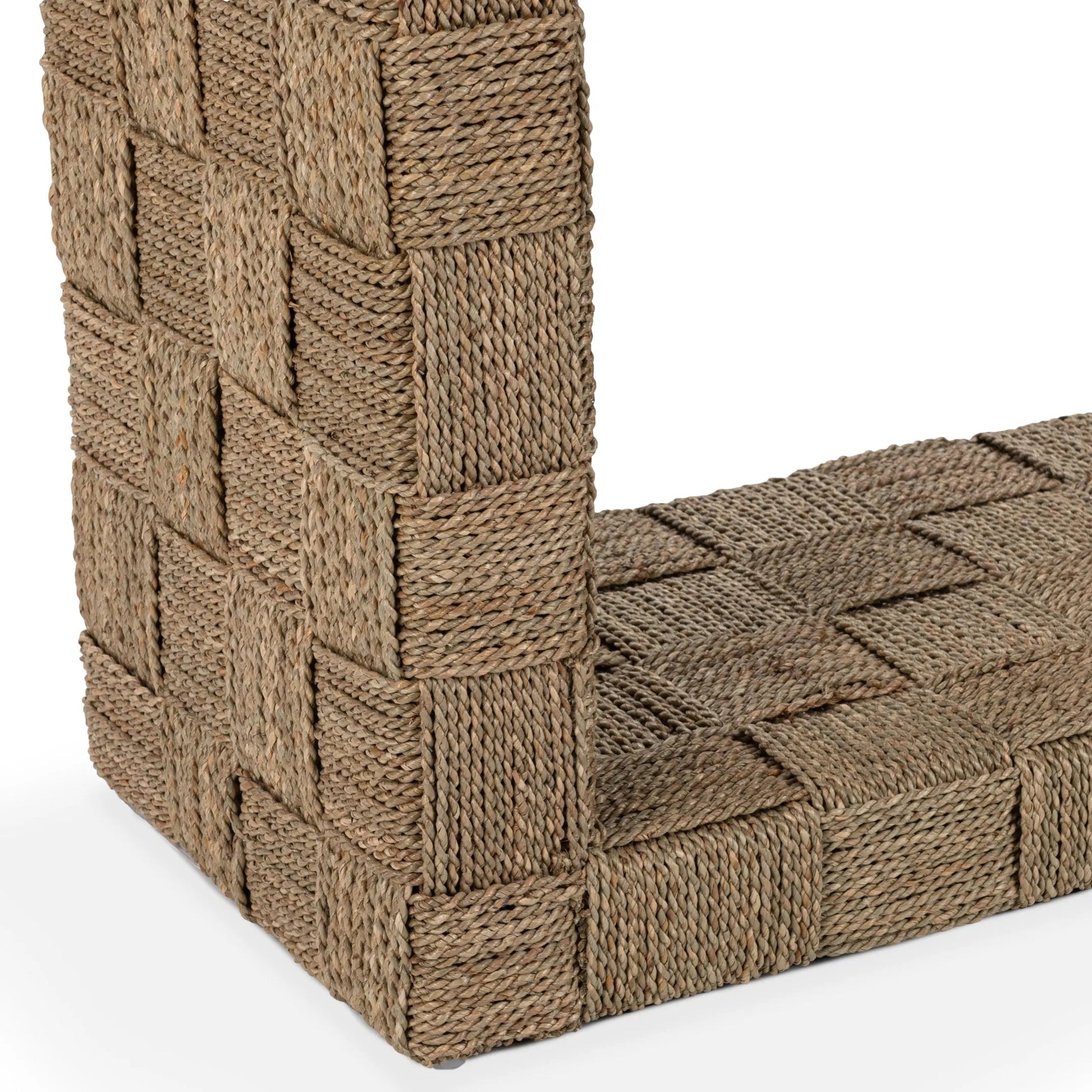 Neyla Console Table by Classic Home in natural. Made from seagrass, plywood in a rustic style.