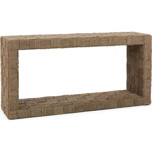 Neyla Console Table by Classic Home in natural. Made from seagrass, plywood in a rustic style.