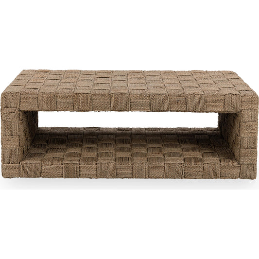 Neyla Coffee Table by Classic Home in natural. Made from seagrass, plywood in a rustic style.