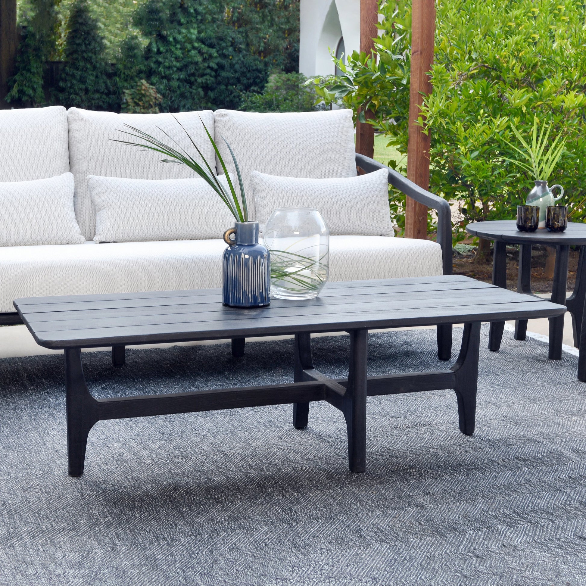 Dawn Outdoor Coffee Table by Classic Home in gray matte. Made from teak wood in a modern style.