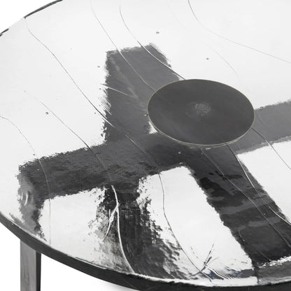 Keith 28" Industrial Glass Black Coffee Table by Classic Home in black. Made from cast glass, iron in a modern style.