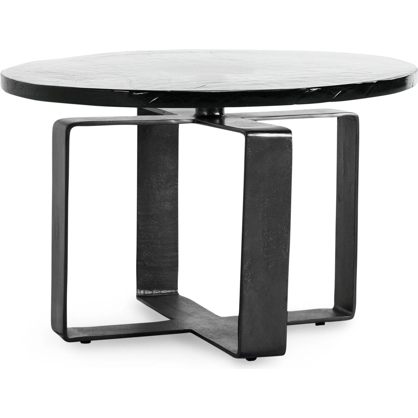 001 SI-2238799 | Primary Silo | Keith 28" Industrial Glass Black Coffee Table by Classic Home in black. Made from cast glass, iron in a modern style.