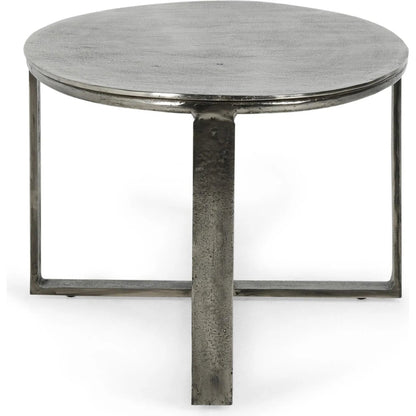 Flores 48" Oval Coffee Table by Classic Home in nickel. Made from cast aluminum in a unique style.