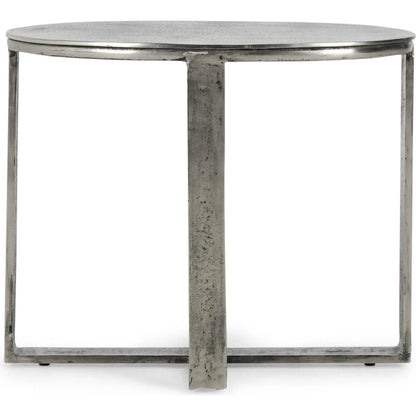 Flores 27" Oval End Table by Classic Home in nickel. Made from cast aluminum in a unique style.