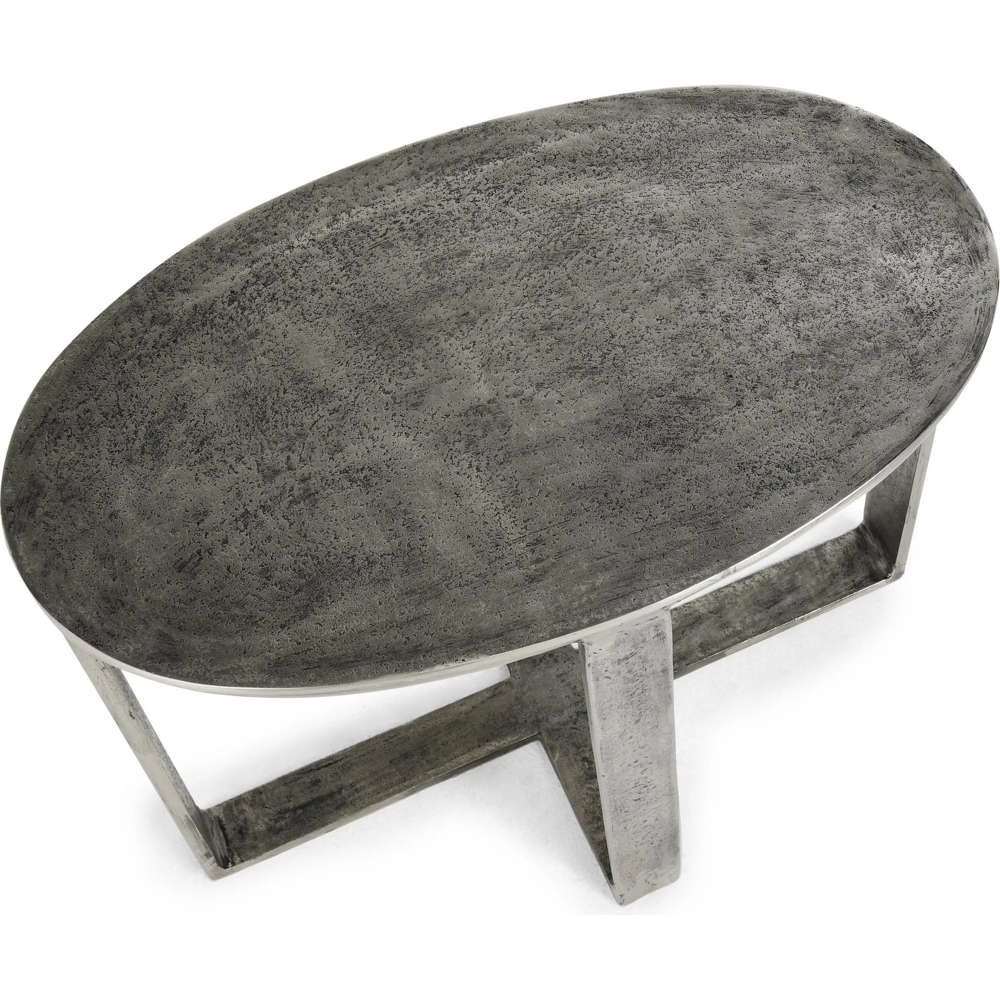 Flores 27" Oval End Table by Classic Home in nickel. Made from cast aluminum in a unique style.