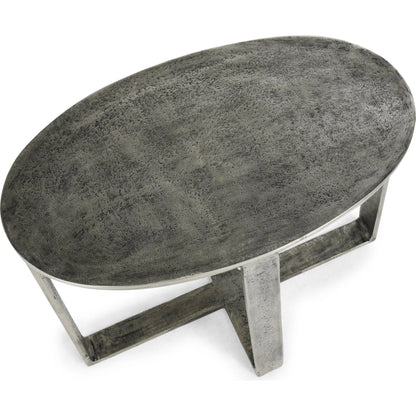Flores 27" Oval End Table by Classic Home in nickel. Made from cast aluminum in a unique style.