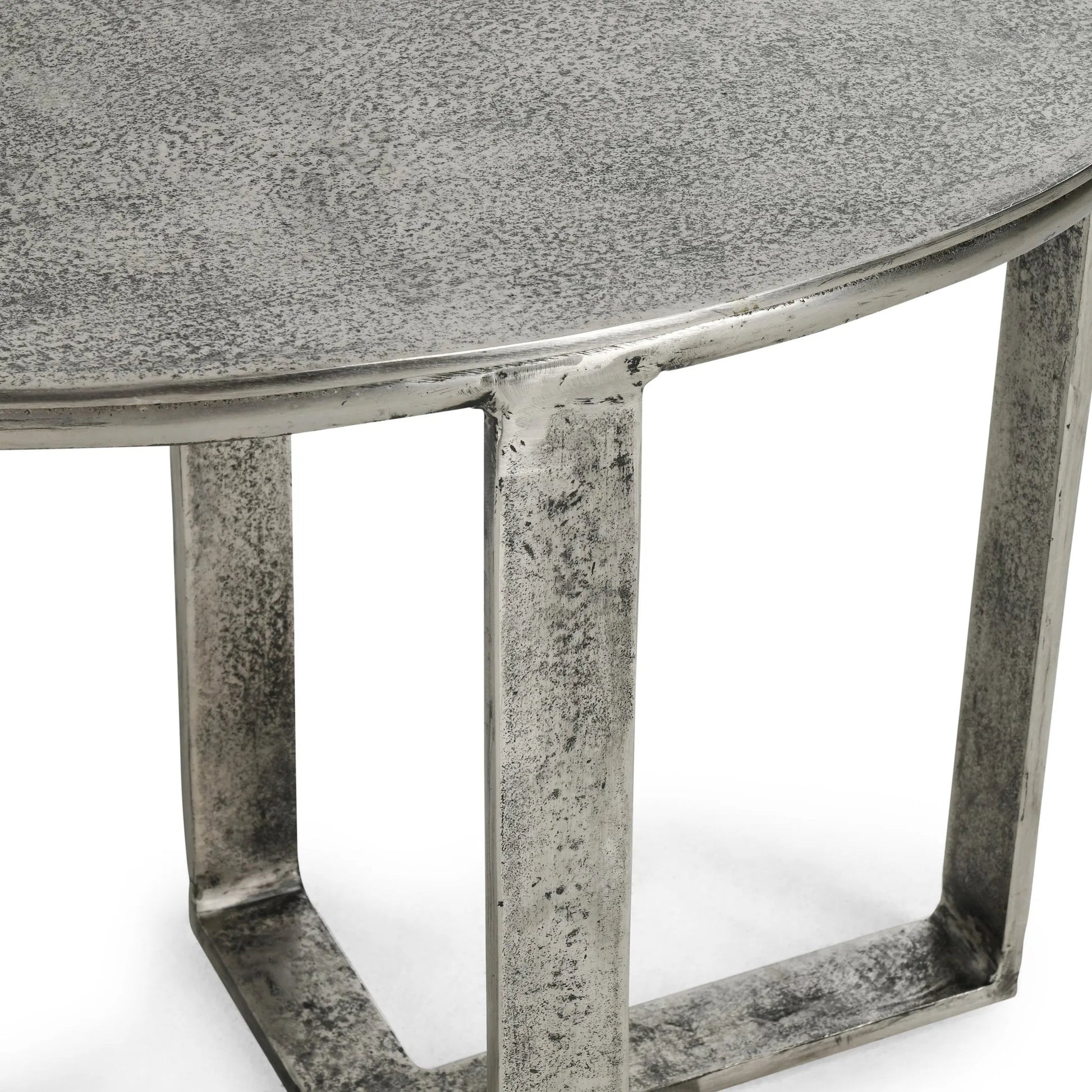 Flores 27" Oval End Table by Classic Home in nickel. Made from cast aluminum in a unique style.