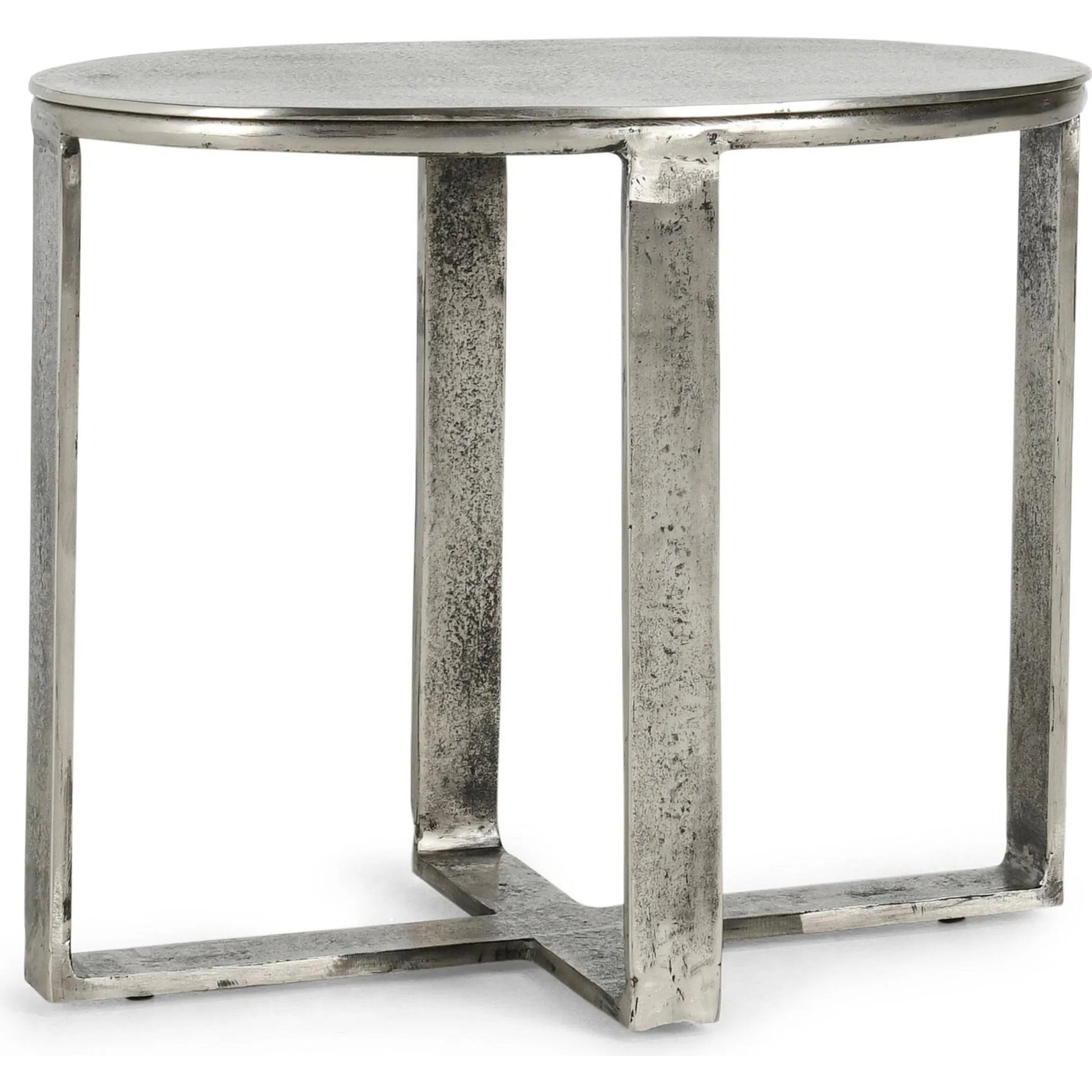 Flores 27" Oval End Table by Classic Home in nickel. Made from cast aluminum in a unique style.