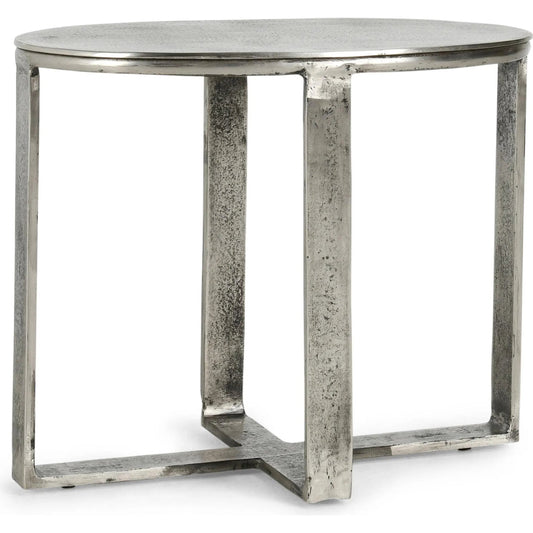 007 None | Unknown | Flores 27" Oval End Table by Classic Home in nickel. Made from cast aluminum in a unique style.