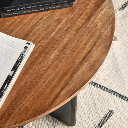 Penelope Mango Wood Two-Tone Coffee Table by Kosas Home in natural brown, black. Made from mango wood in a unique style.