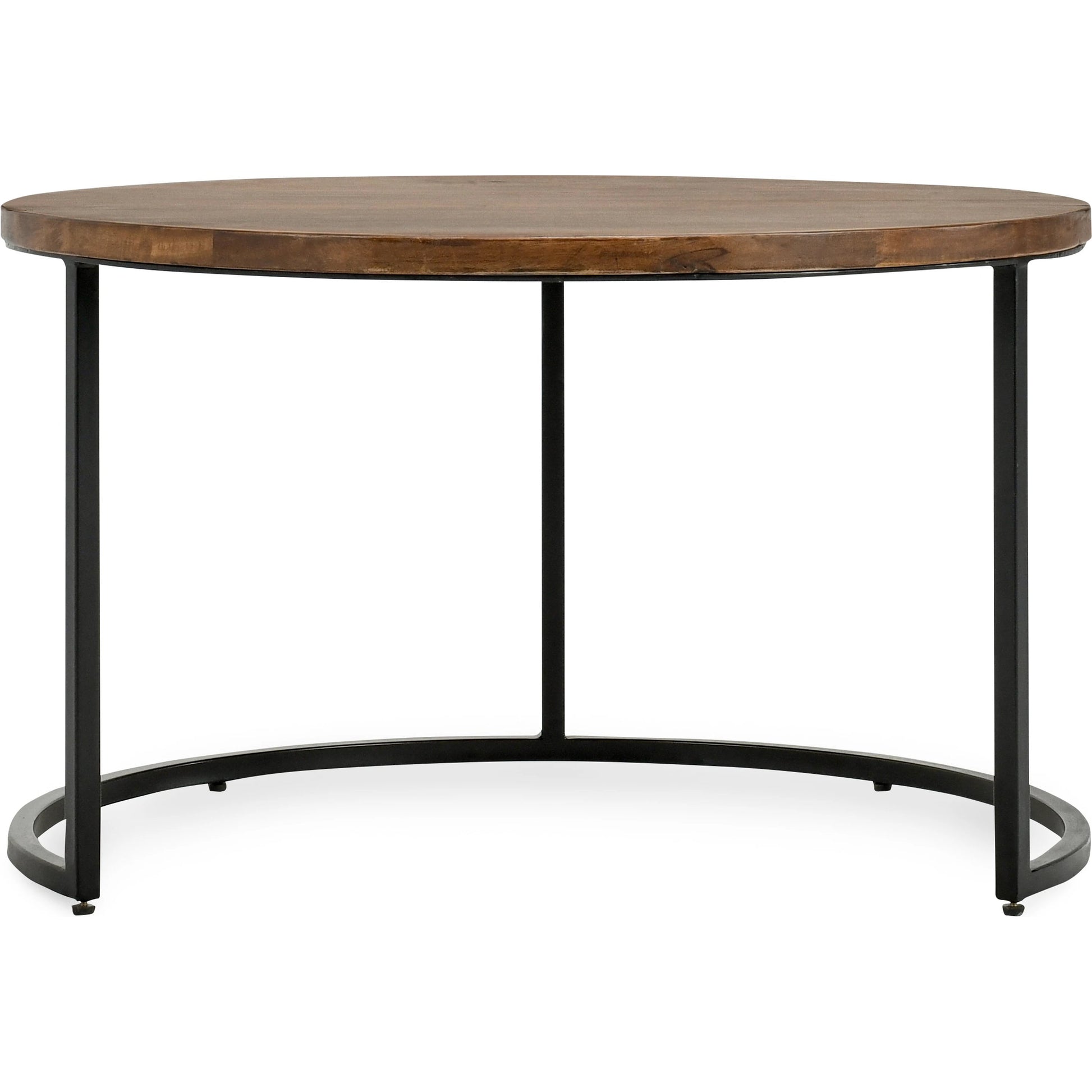 Emma Table Set of 2 Nesting Tables (Set of 2) by Kosas Home in natural brown, black. Made from oak veneer, iron in a modern style.
