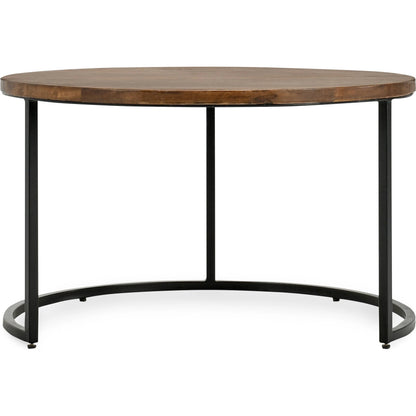 Emma Table Set of 2 Nesting Tables (Set of 2) by Kosas Home in natural brown, black. Made from oak veneer, iron in a modern style.