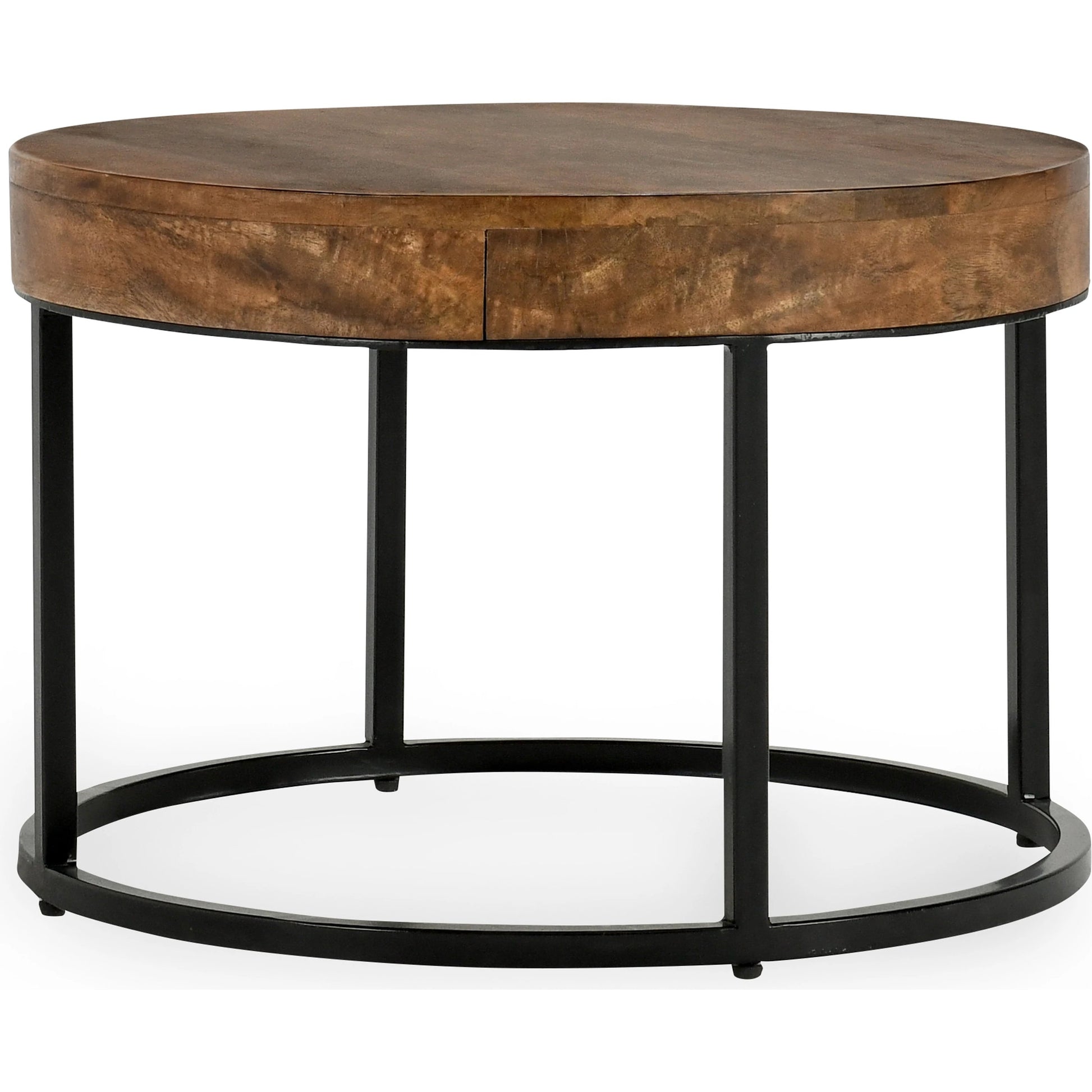 Emma Table Set of 2 Nesting Tables (Set of 2) by Kosas Home in natural brown, black. Made from oak veneer, iron in a modern style.