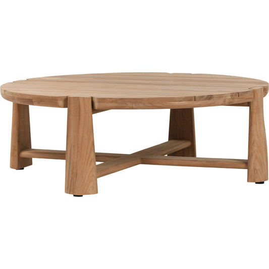 Aston 48" Round Teak Outdoor Coffee Table by Classic Home in natural. Made from teak wood in a transitional style.