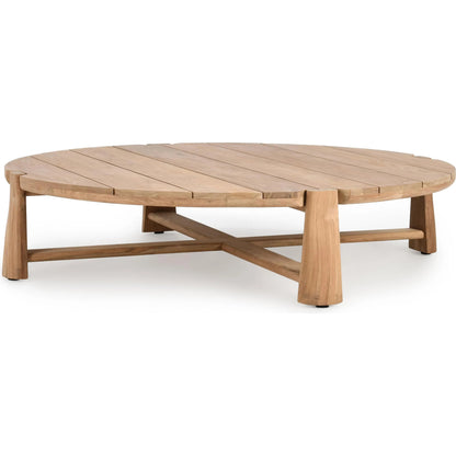 Aston 65" Round Teak Outdoor Coffee Table by Classic Home in natural. Made from unique in a transitional style.