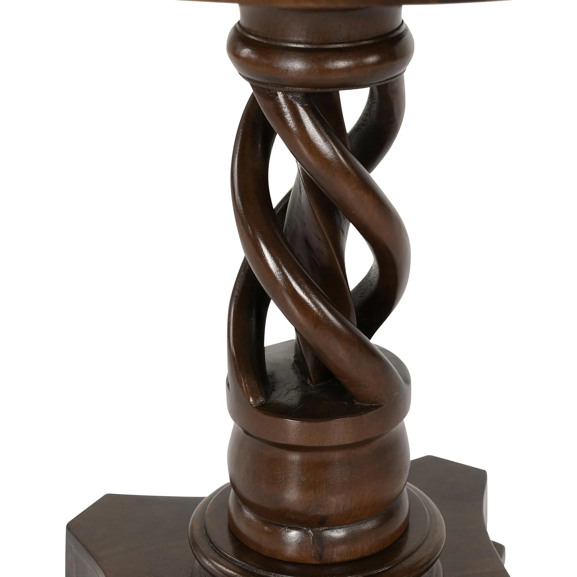 Bella Mango Wood 30" Round Table by Kosas Home in dark brown. Made from mango wood in a unique style.