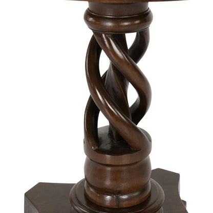 Bella Mango Wood 30" Round Table by Kosas Home in dark brown. Made from mango wood in a unique style.