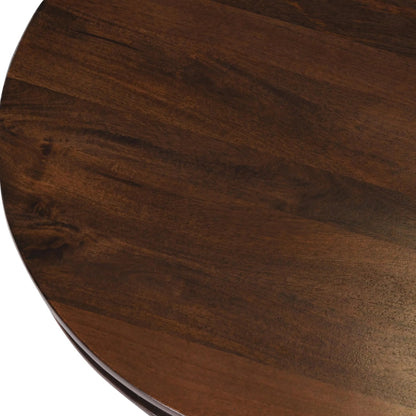 Bella Mango Wood 30" Round Table by Kosas Home in dark brown. Made from mango wood in a unique style.