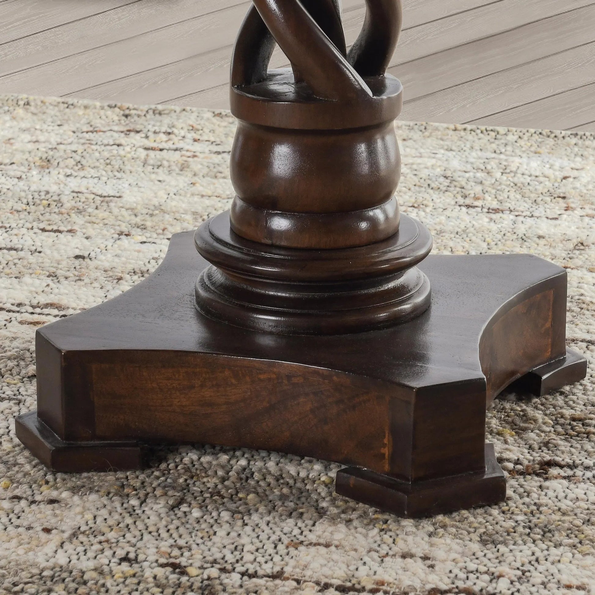 Bella Mango Wood 30" Round Table by Kosas Home in dark brown. Made from mango wood in a unique style.