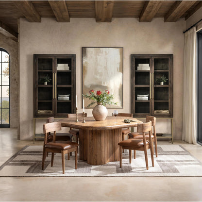 Alvaro Dining Table by Classic Home in golden wheat. Made from acacia wood in a unique style.