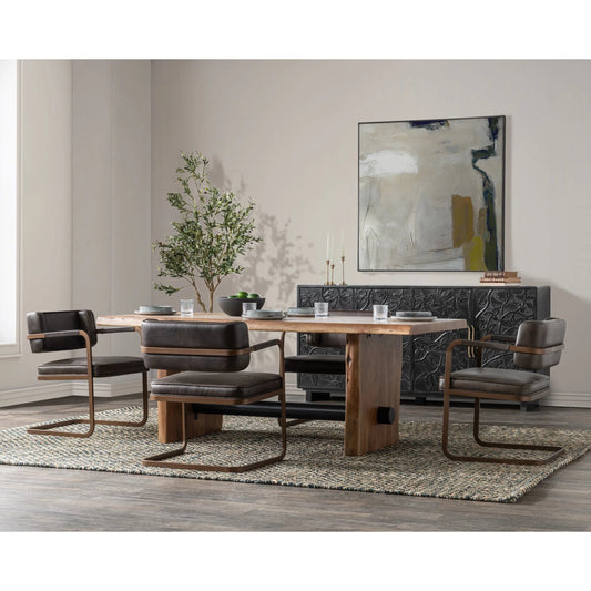 Brinton Dining Table by Classic Home in acorn brown. Made from acacia wood in a unique style.