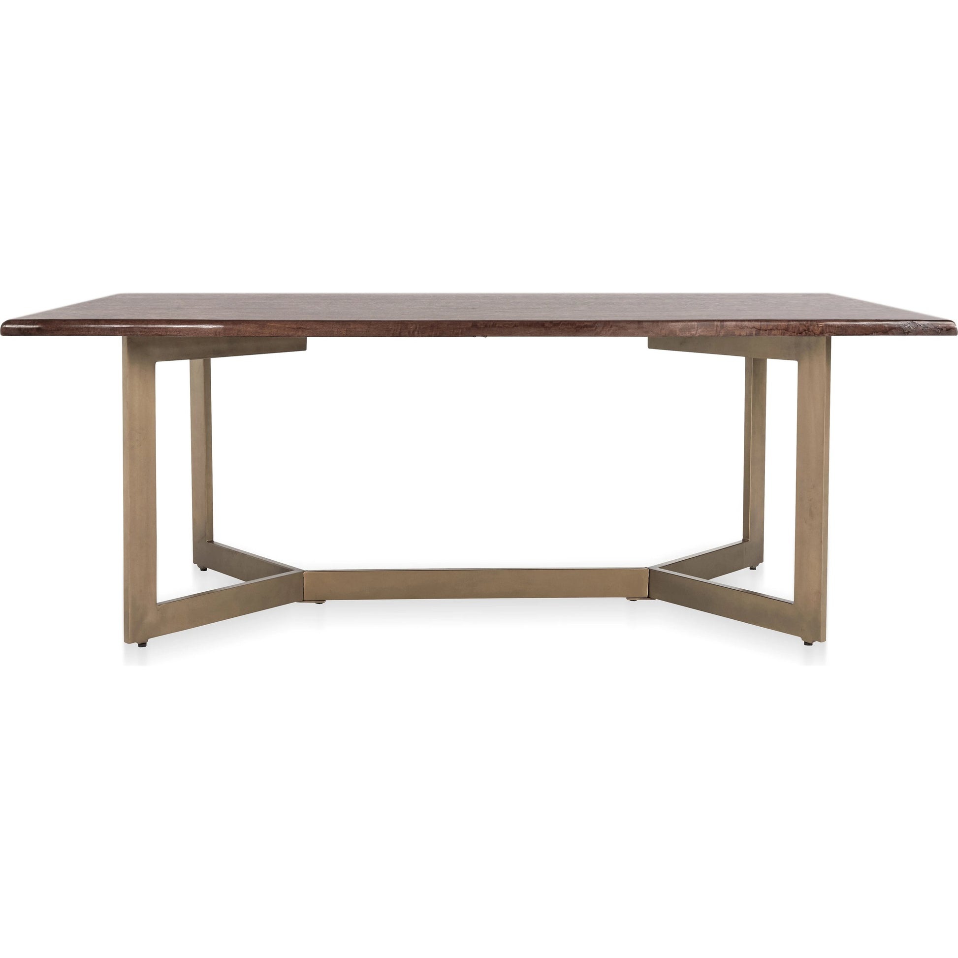 Kensie Dining Table by Classic Home in mango wood, bronze. Made from mango wood, iron base in a modern style.