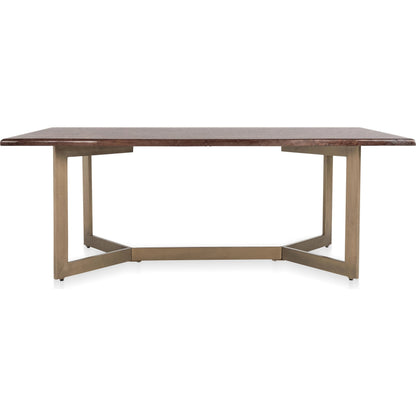 Kensie Dining Table by Classic Home in mango wood, bronze. Made from mango wood, iron base in a modern style.