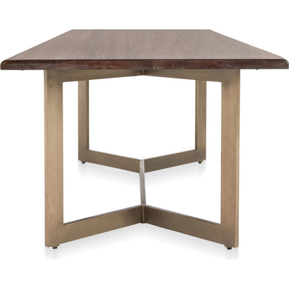 Kensie Dining Table by Classic Home in mango wood, bronze. Made from mango wood, iron base in a modern style.