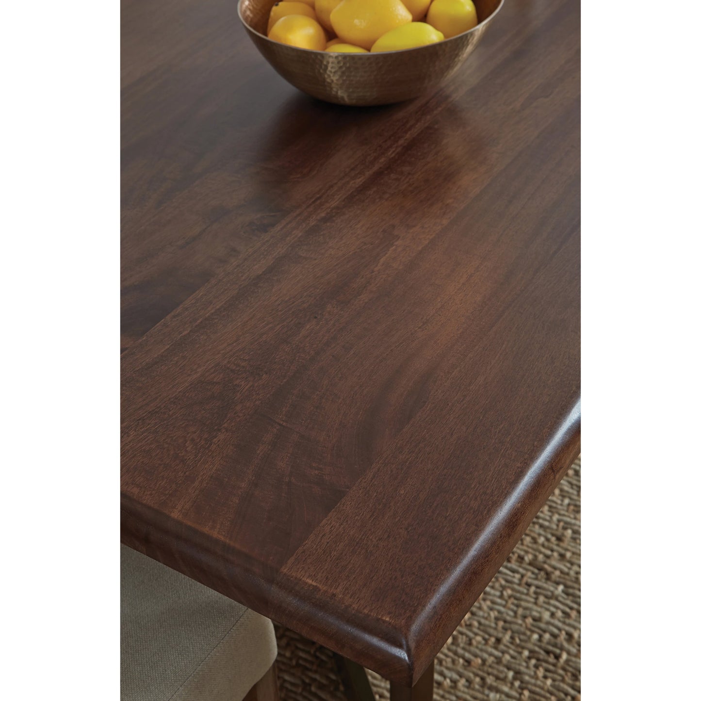 009 SI-1790088 | Closeup | Kensie Dining Table by Classic Home in mango wood, bronze. Made from mango wood, iron base in a modern style.
