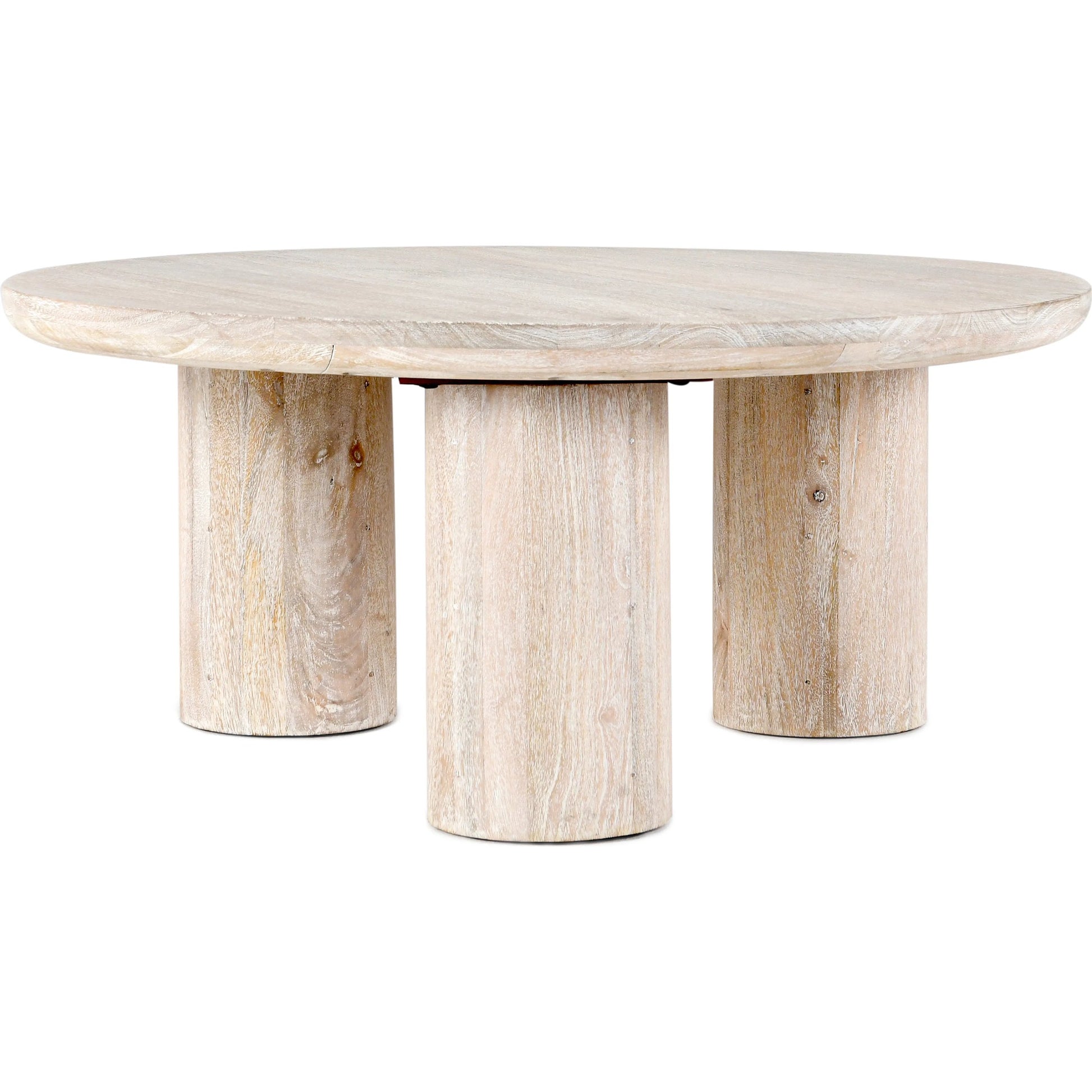 Beau Solid Wood Round Coffee Table by Kosas Home. Made from mango wood in a modern style.