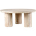 Beau Solid Wood Round Coffee Table by Kosas Home. Made from mango wood in a modern style.