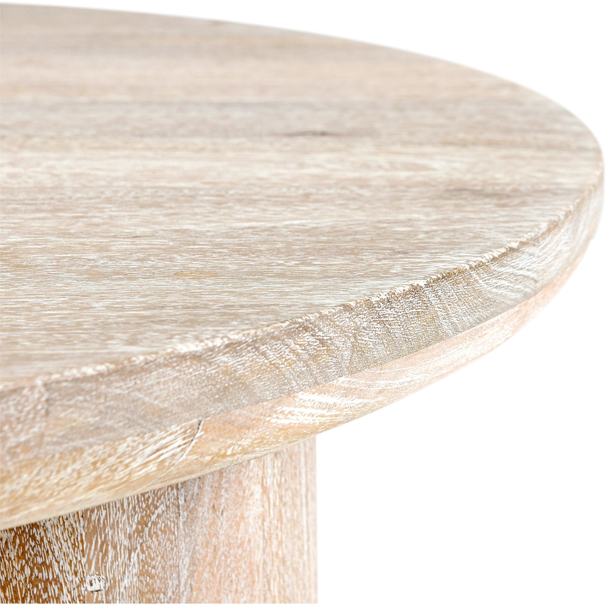 Beau Solid Wood Round Coffee Table by Kosas Home. Made from mango wood in a modern style.