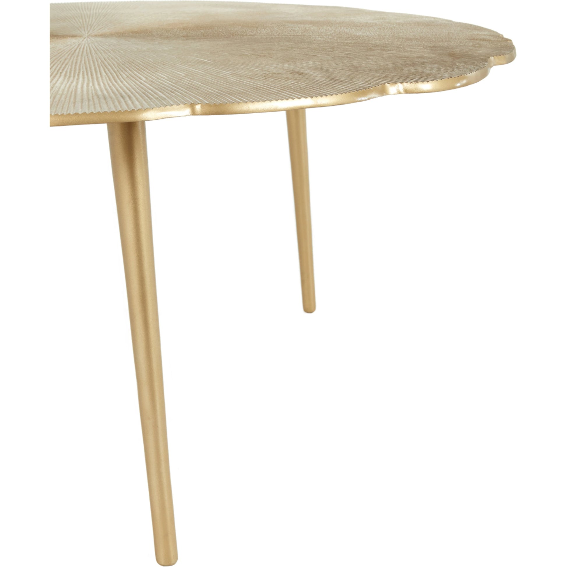 Violetta Coffee Table by Kosas Home in gold. Made from aluminum in a modern style.