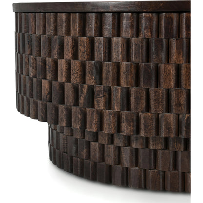 Norwood Round Coffee Table by Classic Home. Made from mango wood in a modern style.