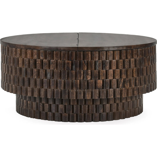 Norwood Round Coffee Table by Classic Home. Made from mango wood in a modern style.