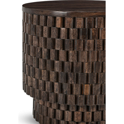 Norwood Round End Table by Classic Home. Made from mango wood in a modern style.