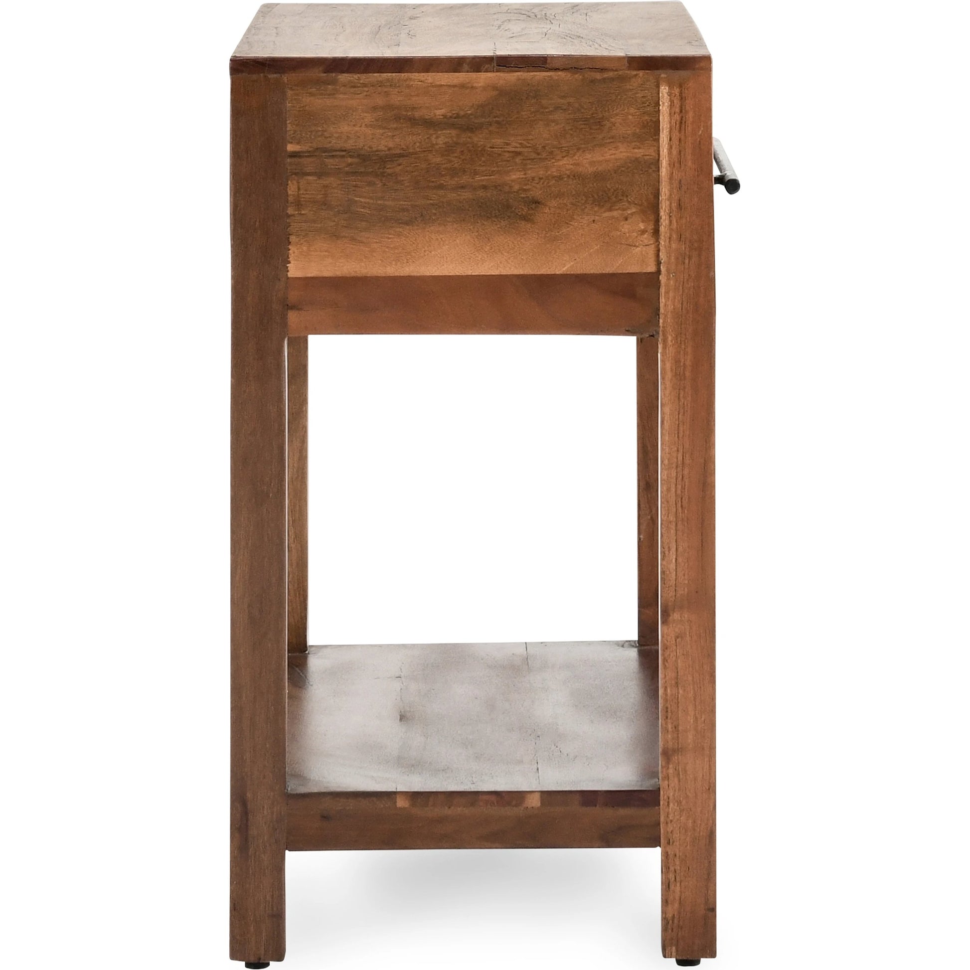 Wren One-Drawer End Table by Kosas Home in natural brown finish. Made from mango wood in a modern style.