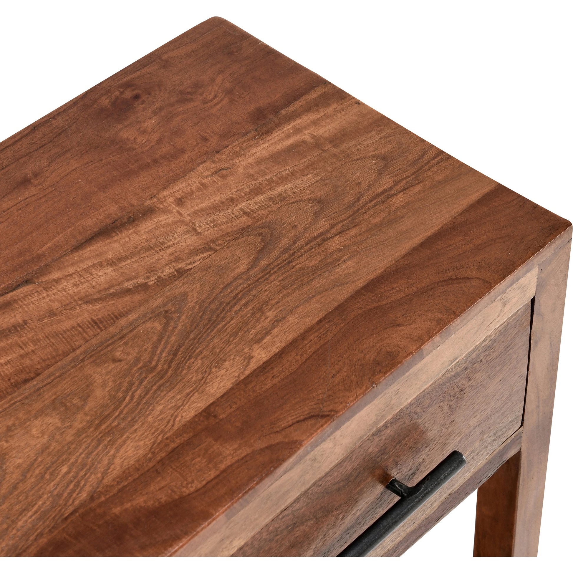 Wren One-Drawer End Table by Kosas Home in natural brown finish. Made from mango wood in a modern style.