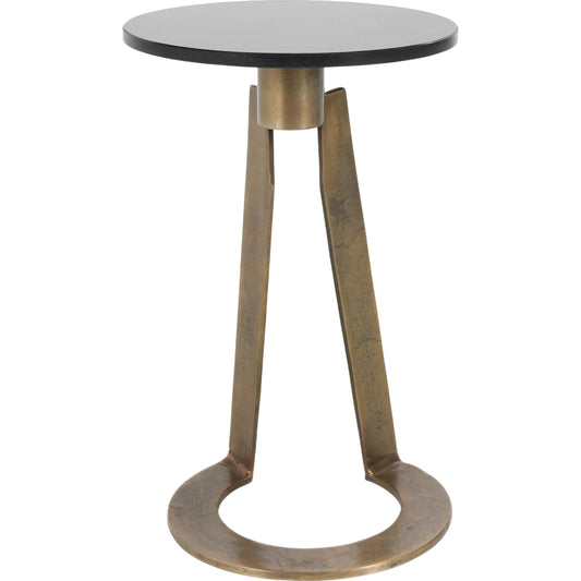 Leyton Marble Accent Table by Classic Home in black, brass. Made from marble, cast aluminum in a unique style.