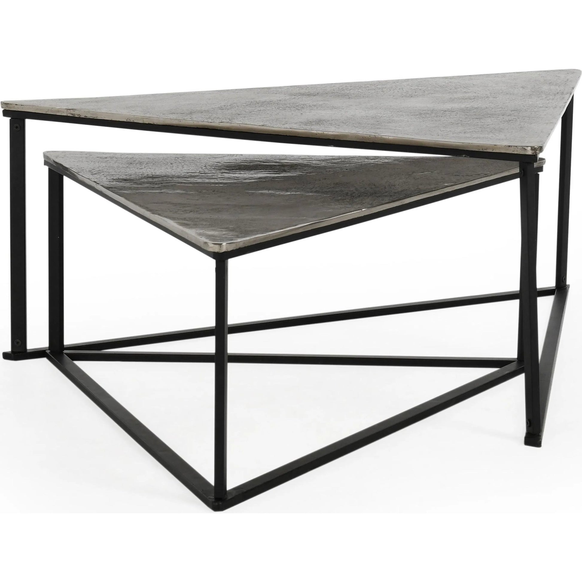 Burton Industrial Metal Nesting Coffee Table by Classic Home in black, nickel. Made from cast aluminum, iron in a unique style.