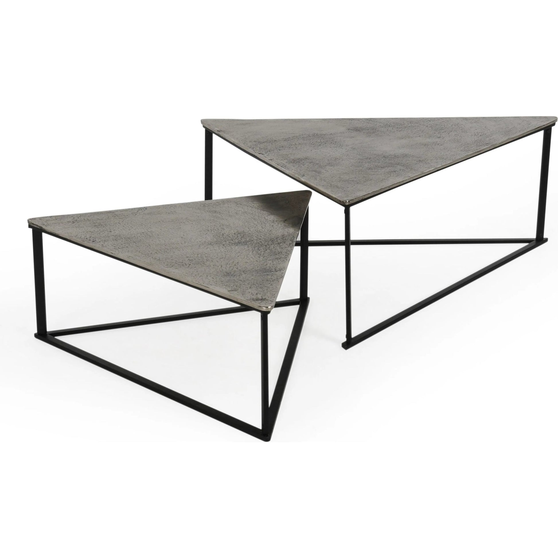 Burton Industrial Metal Nesting Coffee Table by Classic Home in black, nickel. Made from cast aluminum, iron in a unique style.