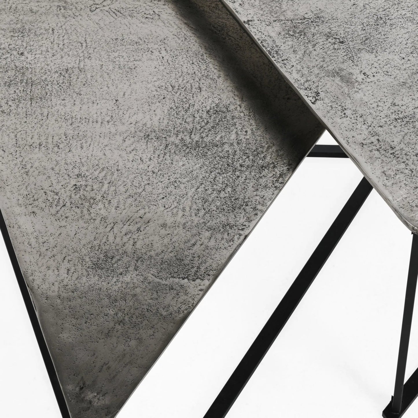 008 SI-2238810 | Closeup | Burton Industrial Metal Nesting Coffee Table by Classic Home in black, nickel. Made from cast aluminum, iron in a unique style.
