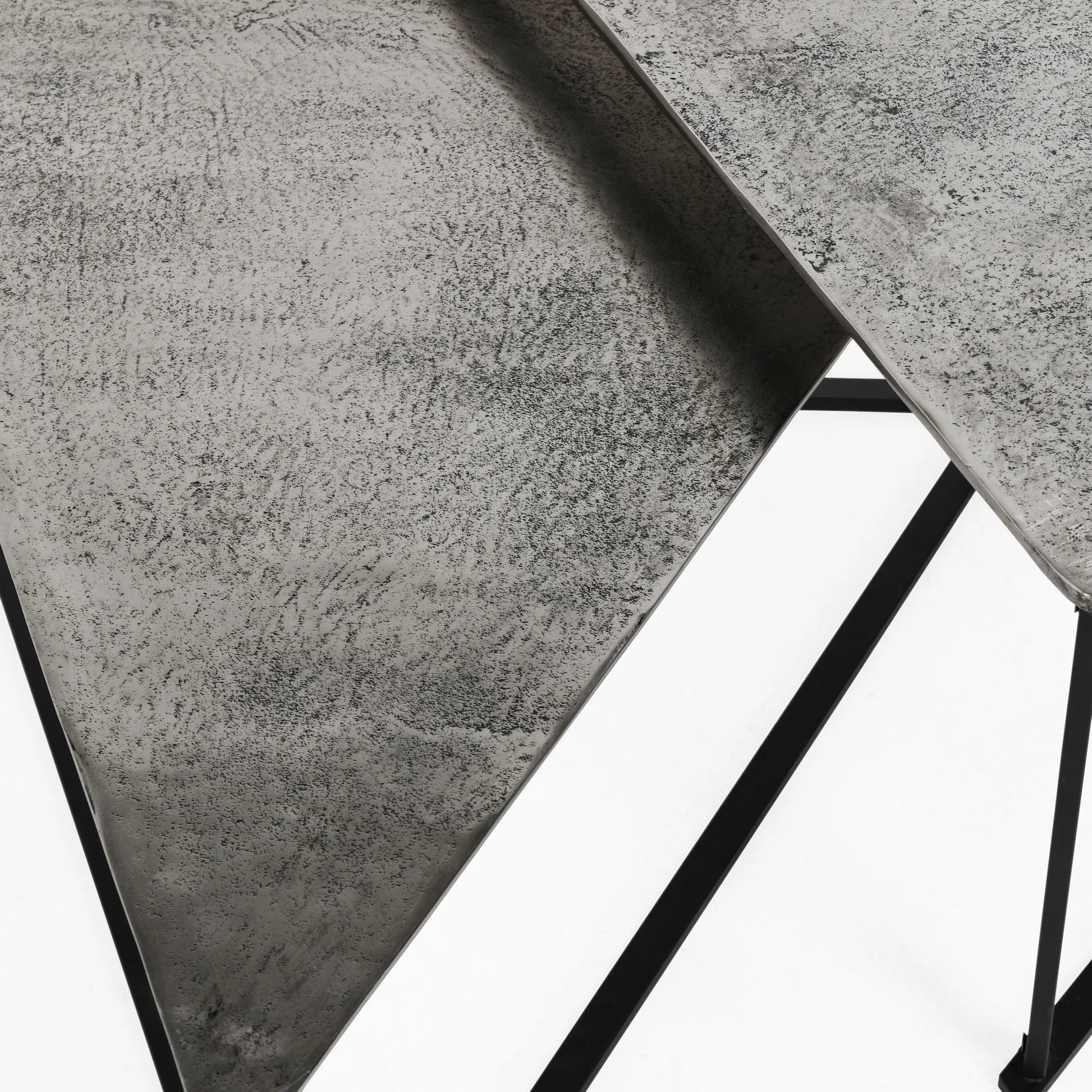 Burton Industrial Metal Nesting Coffee Table by Classic Home in black, nickel. Made from cast aluminum, iron in a unique style.