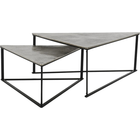 Burton Industrial Metal Nesting Coffee Table by Classic Home in black, nickel. Made from cast aluminum, iron in a unique style.