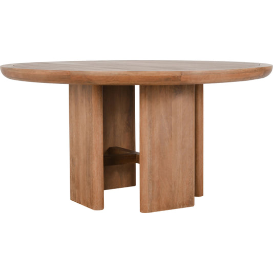 Selena Round Mango Wood Dining Table by Classic Home in dark brown. Made from mango wood in a modern style.
