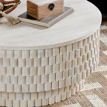 Norwood Round Coffee Table by Classic Home. Made from mango wood in a modern style.