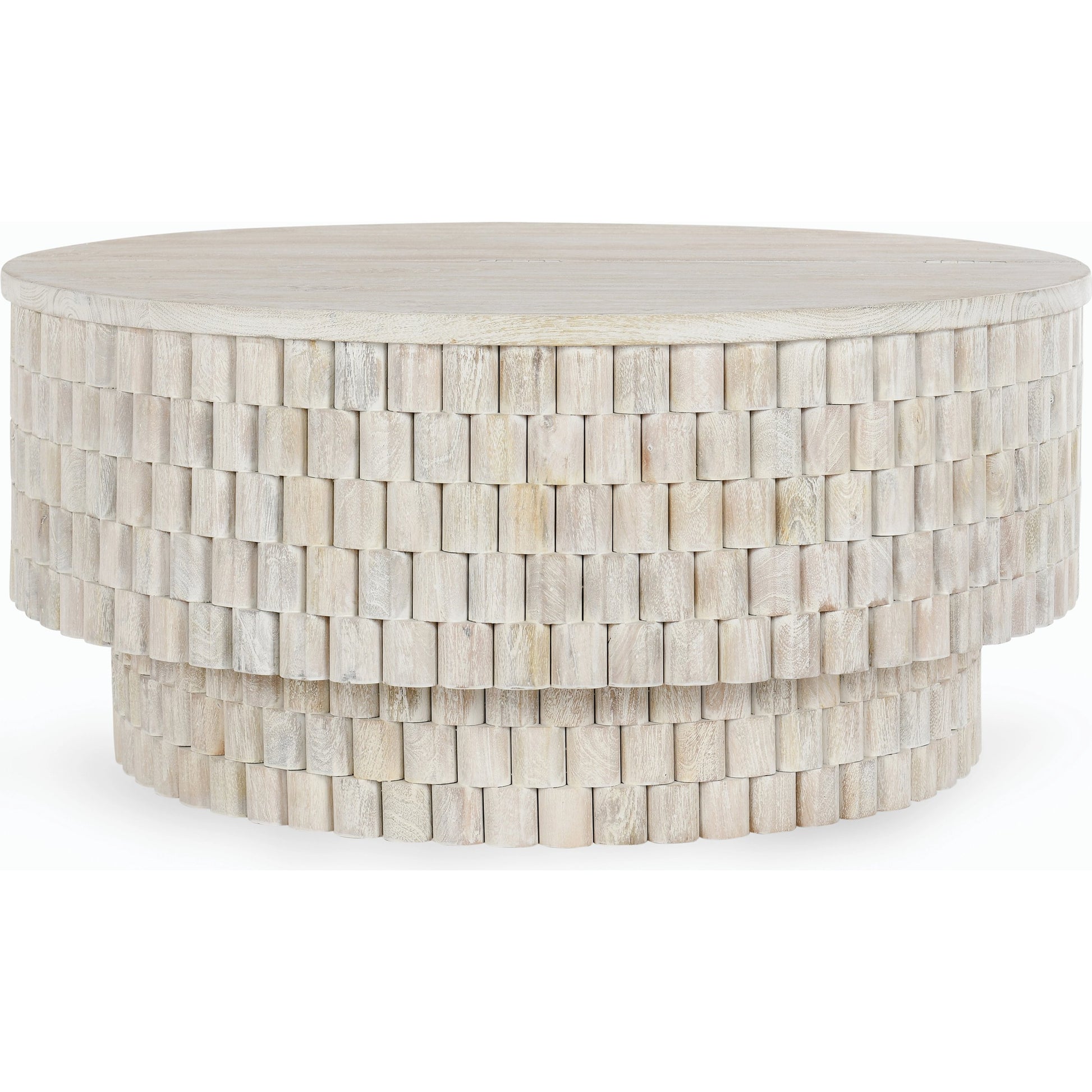 Norwood Round Coffee Table by Classic Home. Made from mango wood in a modern style.